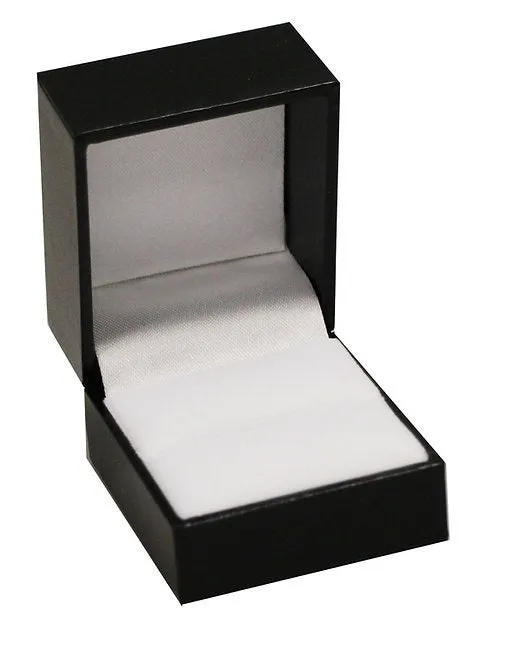 🆕 Leatherette Box (Large) with Ring Slot . Inner Satin Lid & Flock Base (Black Outer, White Inner)