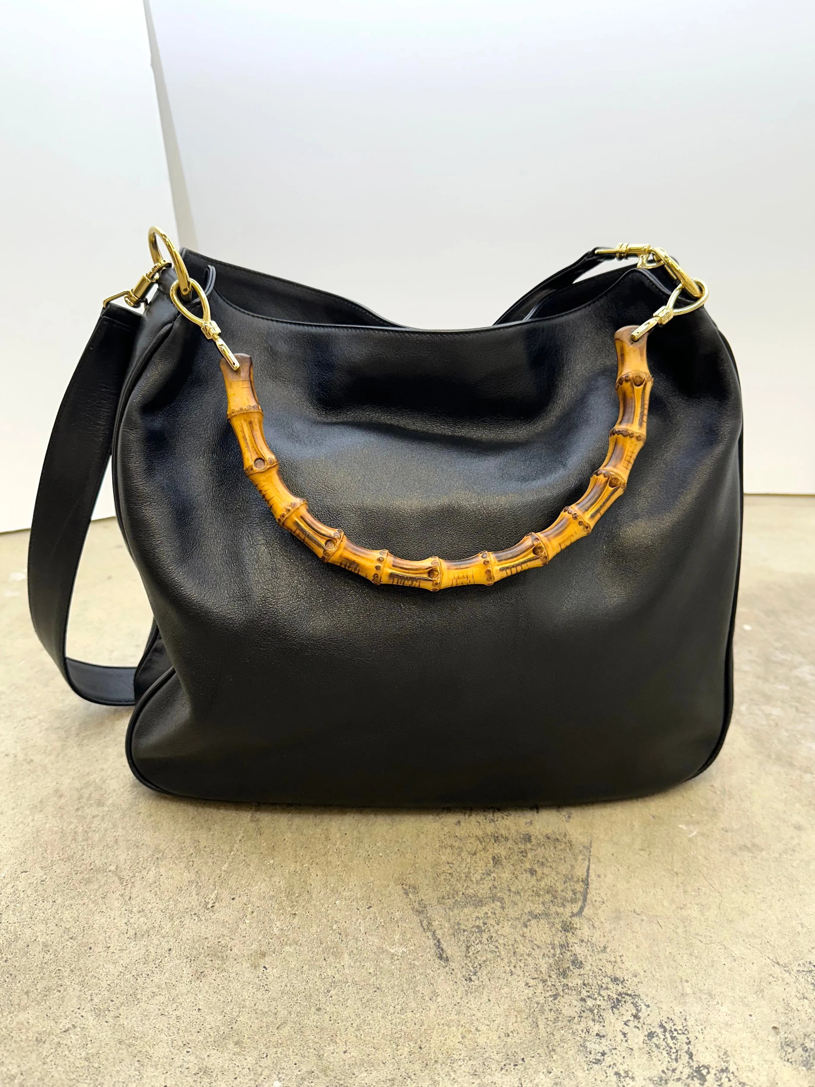 1990s Gucci Bamboo Leather Bag