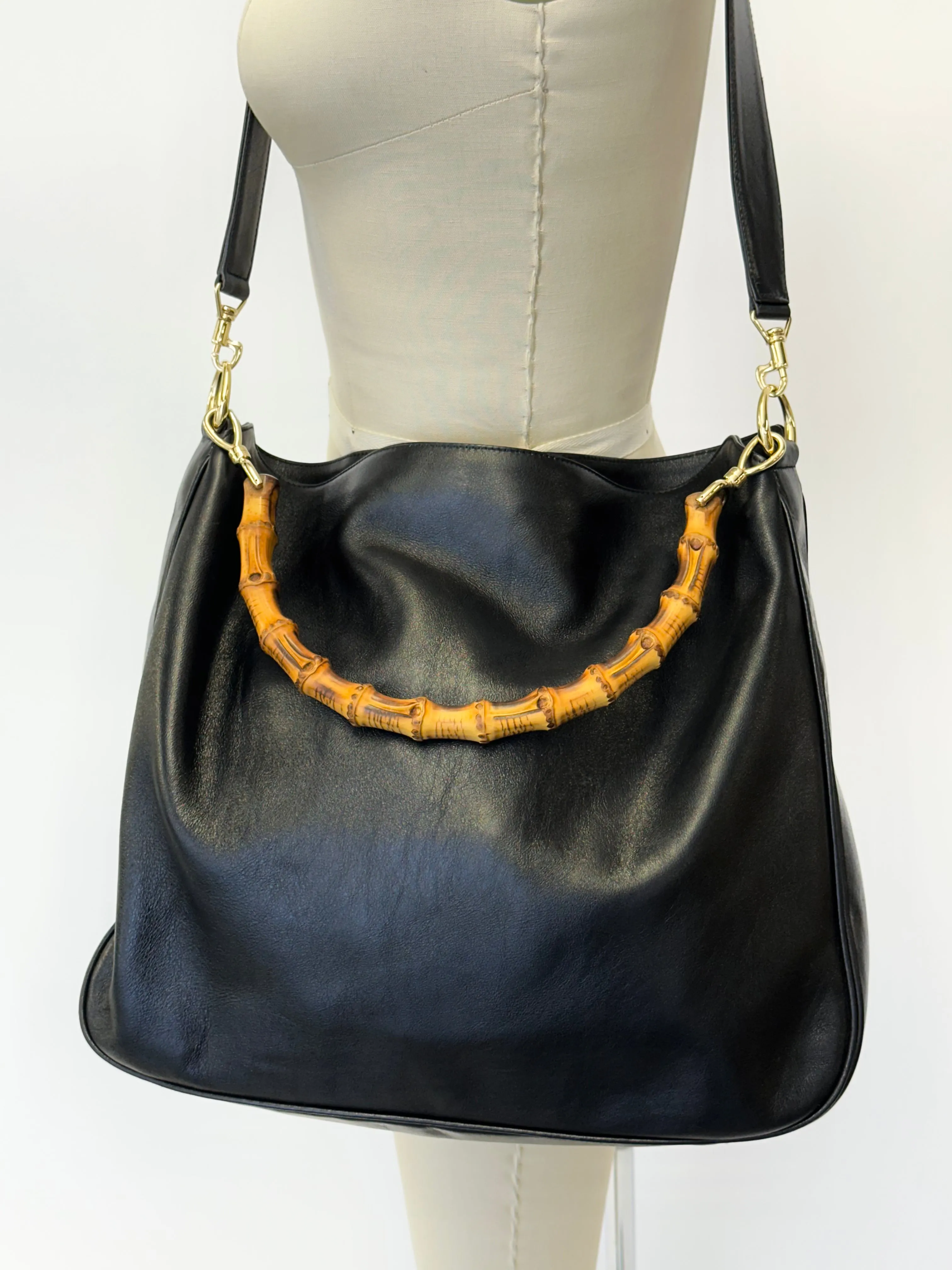 1990s Gucci Bamboo Leather Bag