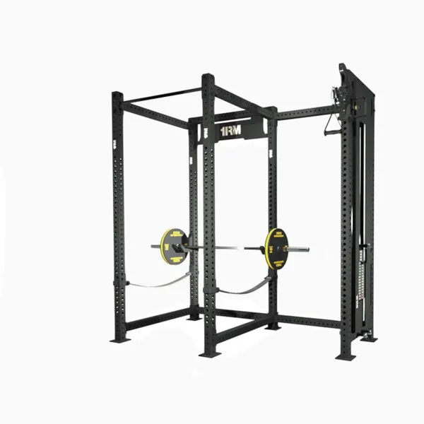 1RM Obsidian Power Rack with Offset Ebony Cable Machine