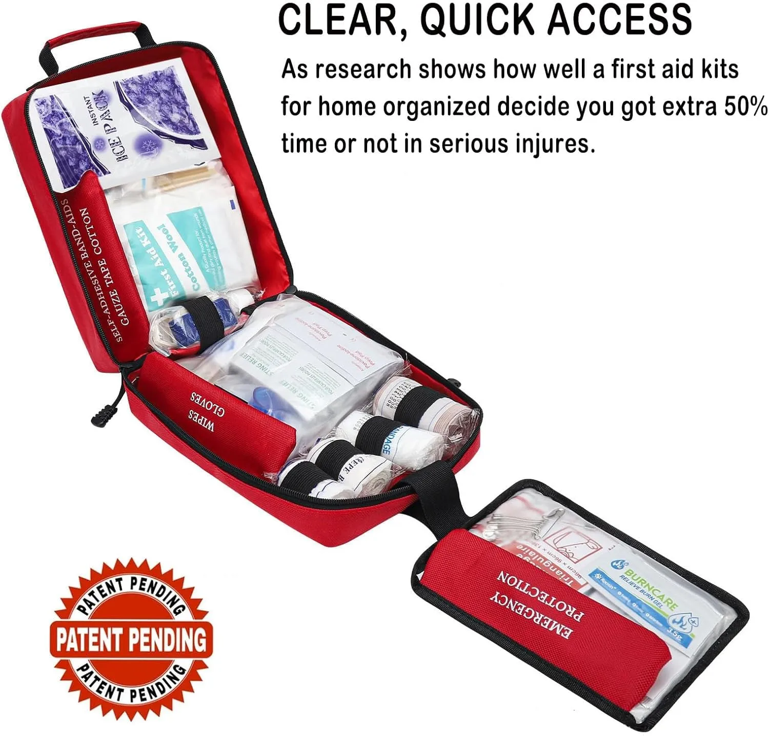 400 Piece Survival First Aid Kit, Premium Emergency Kits,  Medical First Aid Bag - Red