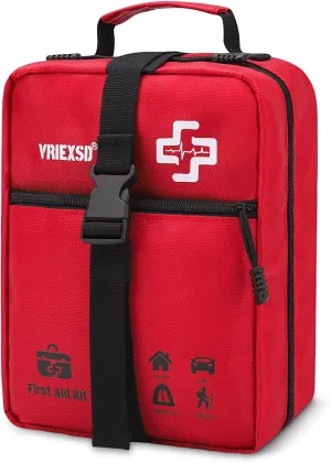400 Piece Survival First Aid Kit, Premium Emergency Kits,  Medical First Aid Bag - Red