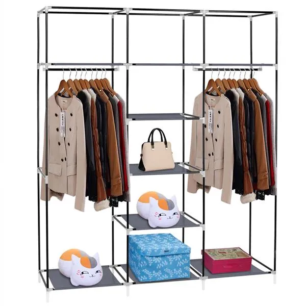 69" Portable Clothes Closet Organizer, Gray