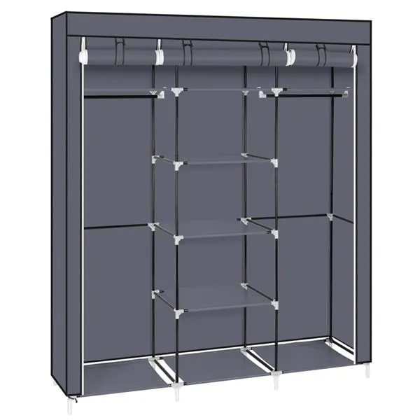 69" Portable Clothes Closet Organizer, Gray