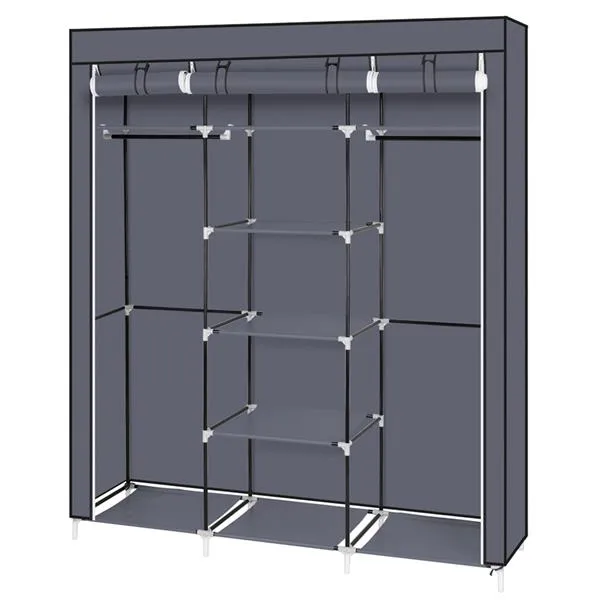 69" Portable Clothes Closet Organizer, Gray