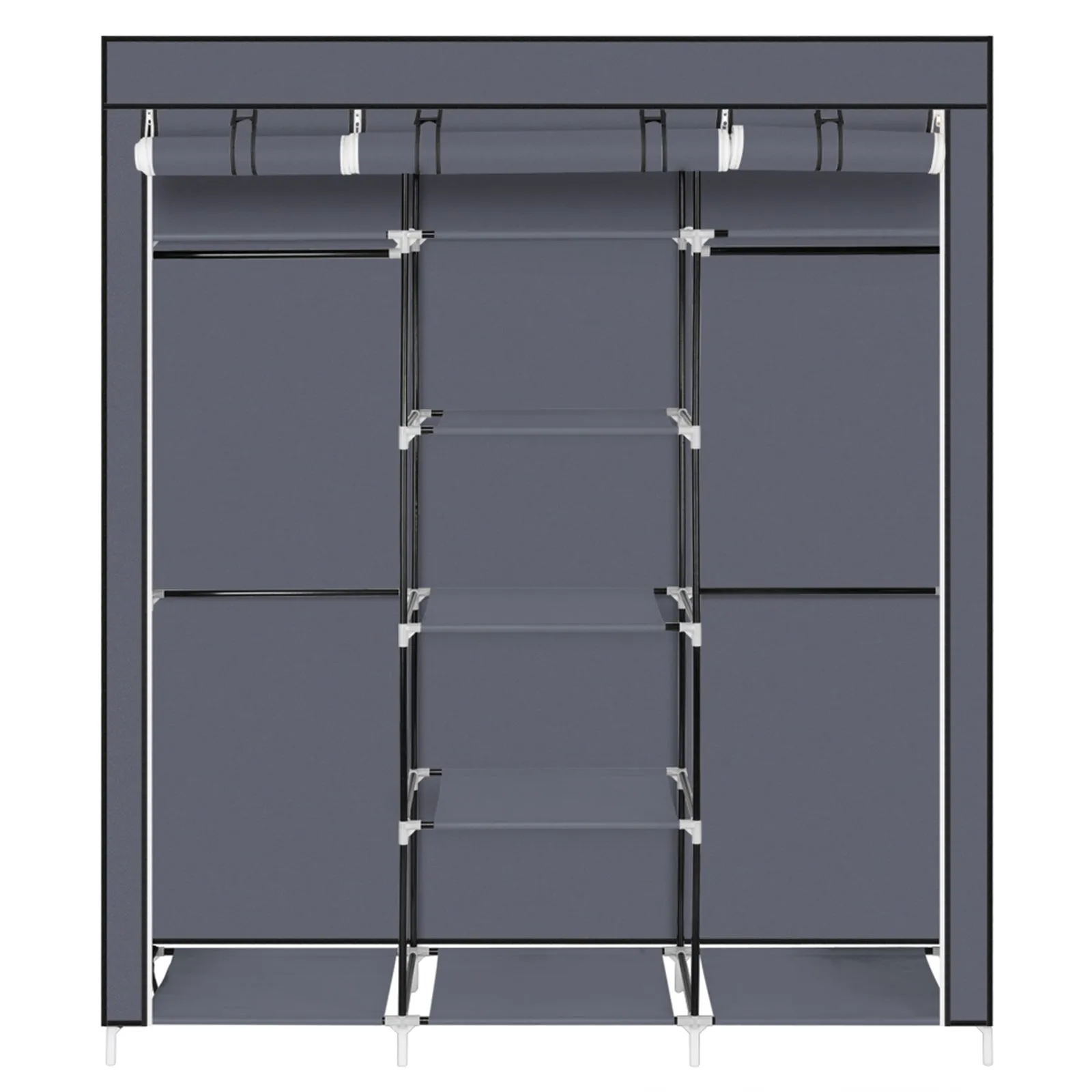 69" Portable Clothes Closet Organizer, Gray