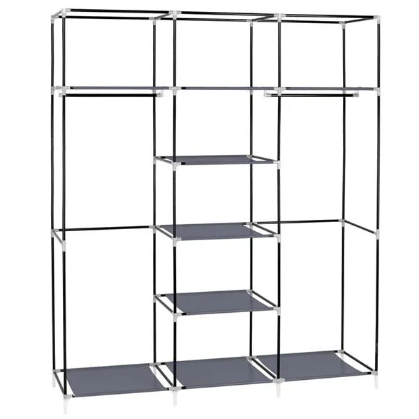 69" Portable Clothes Closet Organizer, Gray