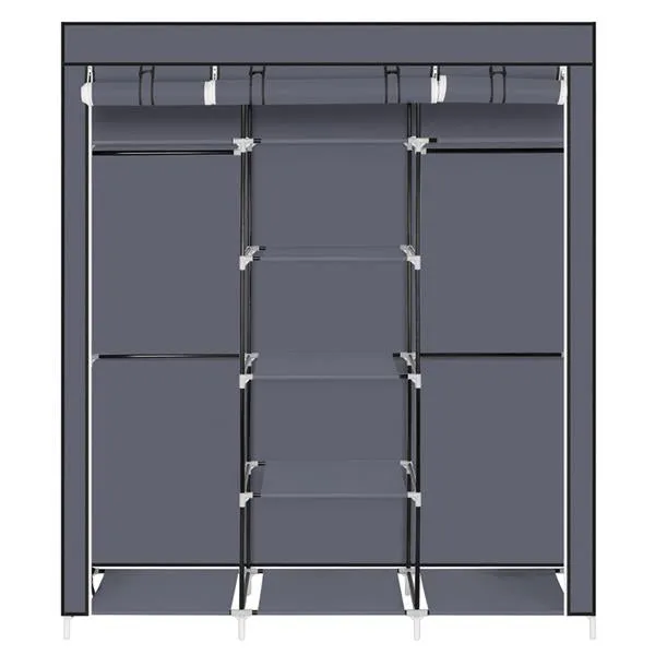 69" Portable Clothes Closet Organizer, Gray