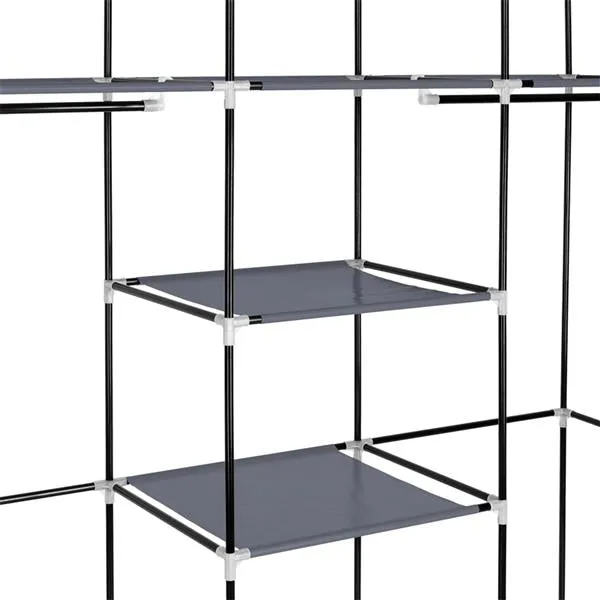 69" Portable Clothes Closet Organizer, Gray