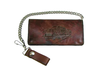 AB341-25 Antique Finish Long Bi-Fold Chain Wallet- KOT