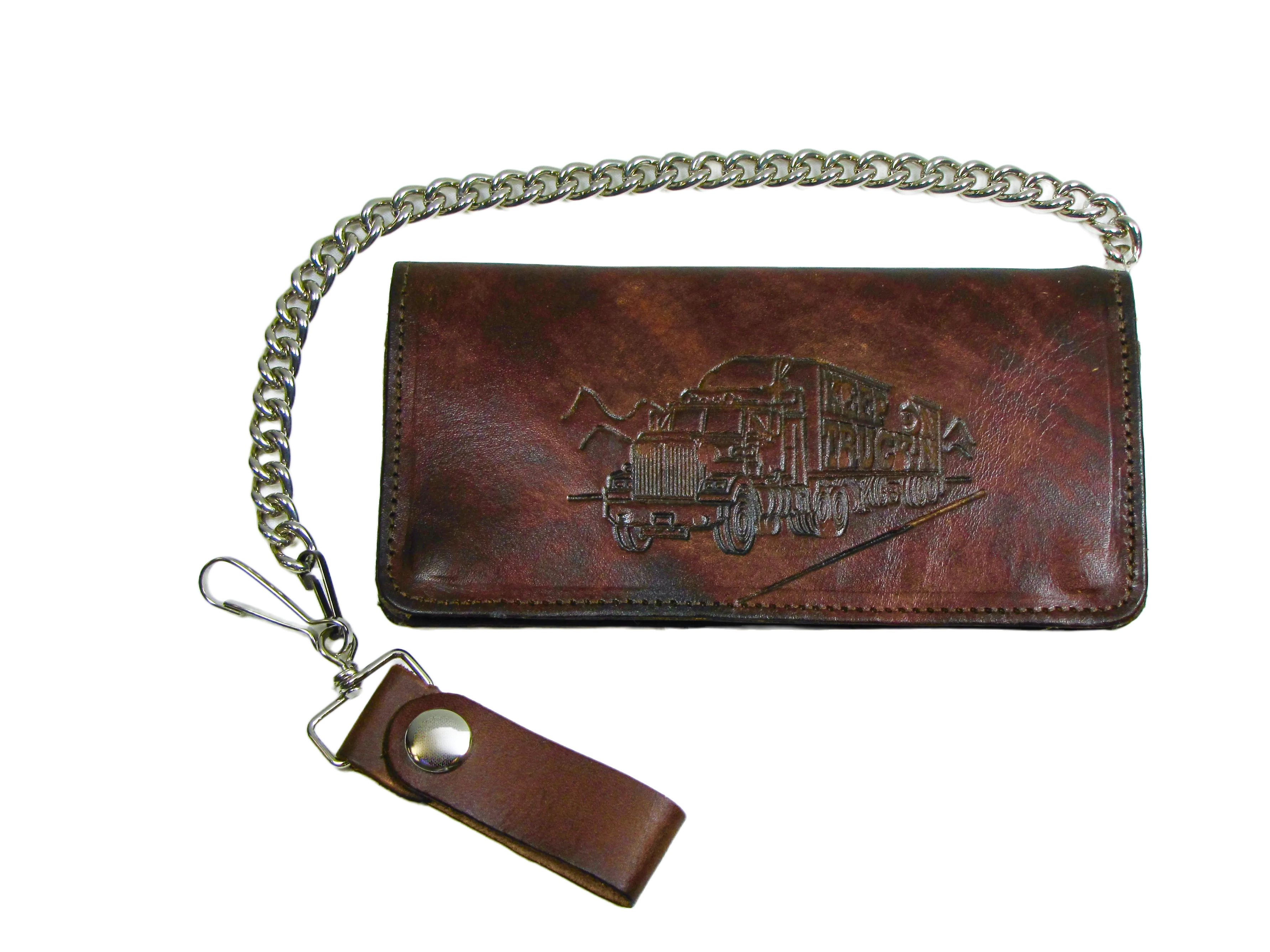 AB341-25 Antique Finish Long Bi-Fold Chain Wallet- KOT