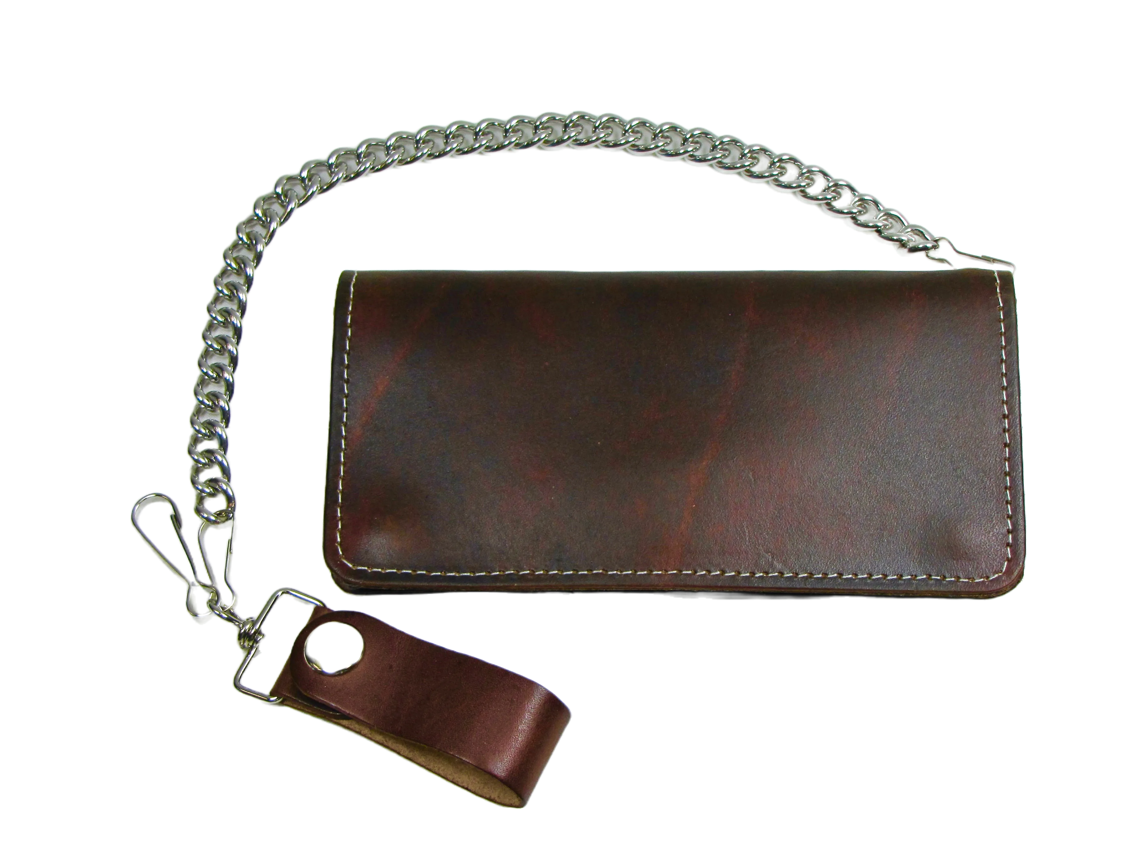AB341-46  Antique Finish  Long Bi-Fold Chain Wallet