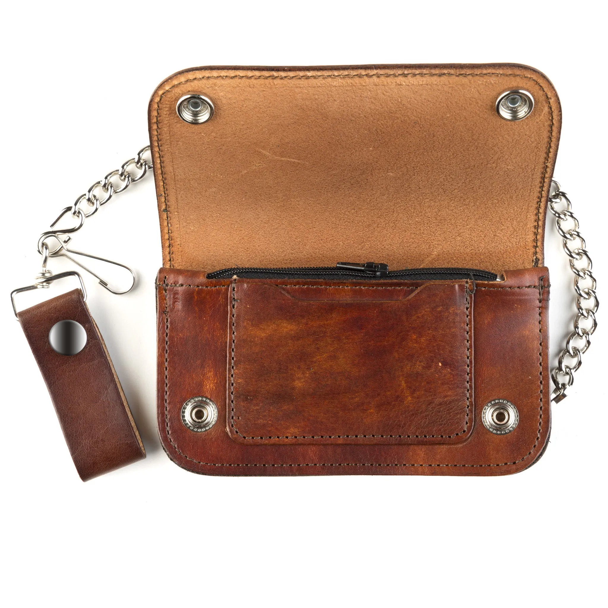 AB412-42  6" Antique Finish Biker Wallet- Flying Eagle