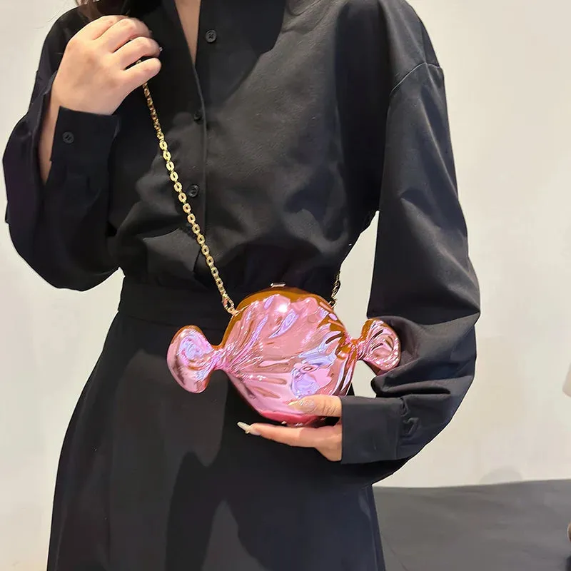 Acrylic Candy Evening Clutch – Shiny Candy Shoulder & Crossbody Purse for Weddings & Parties