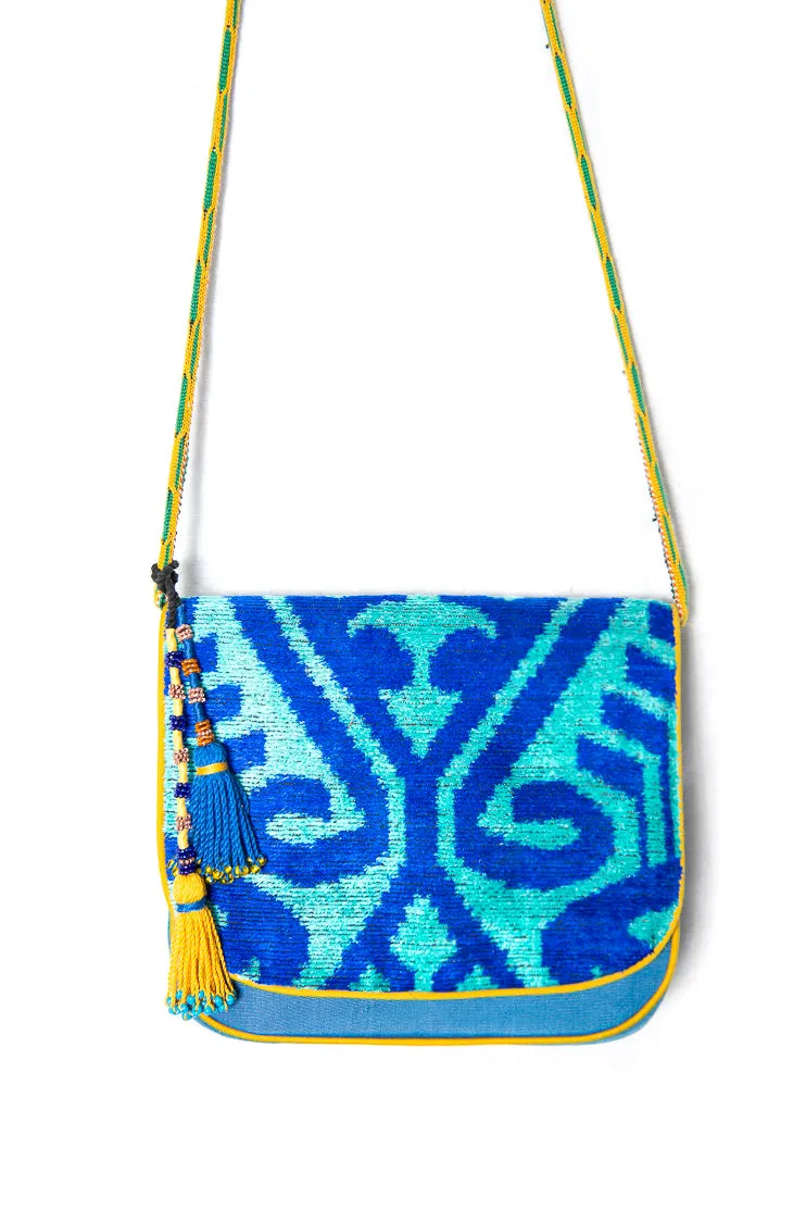 Aqua Silk Ikat Shoulder Bag