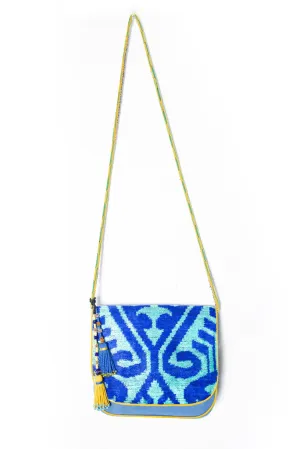 Aqua Silk Ikat Shoulder Bag