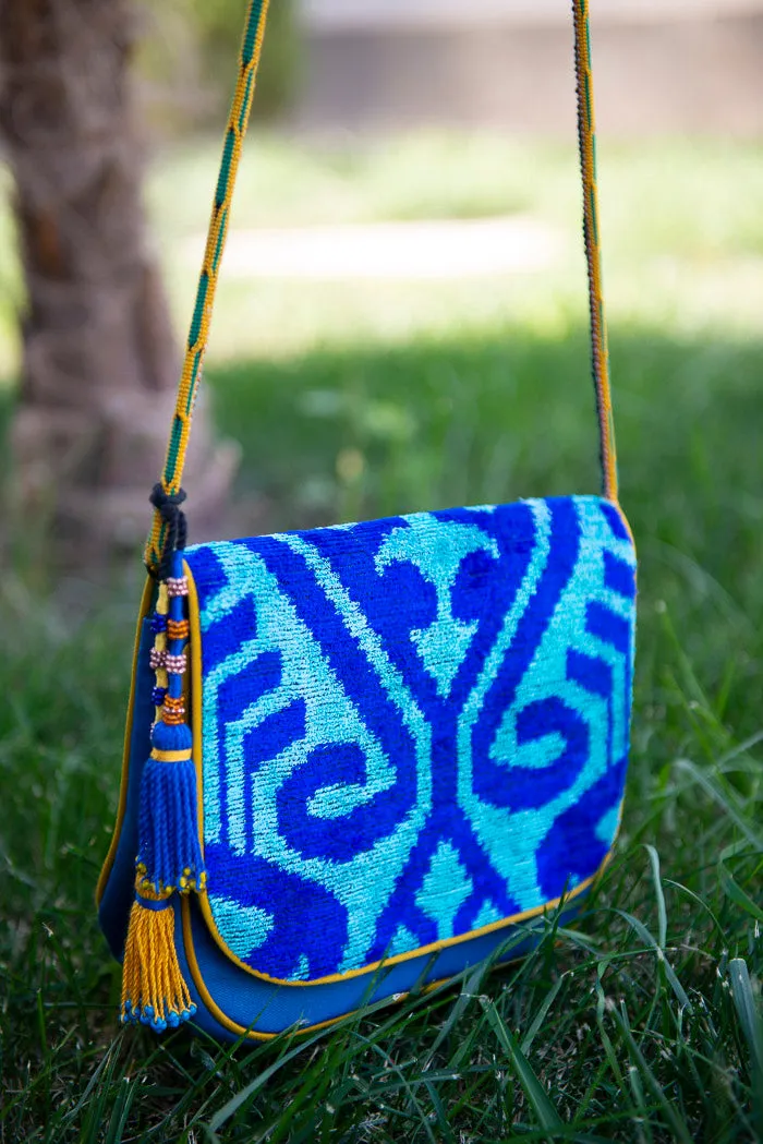 Aqua Silk Ikat Shoulder Bag