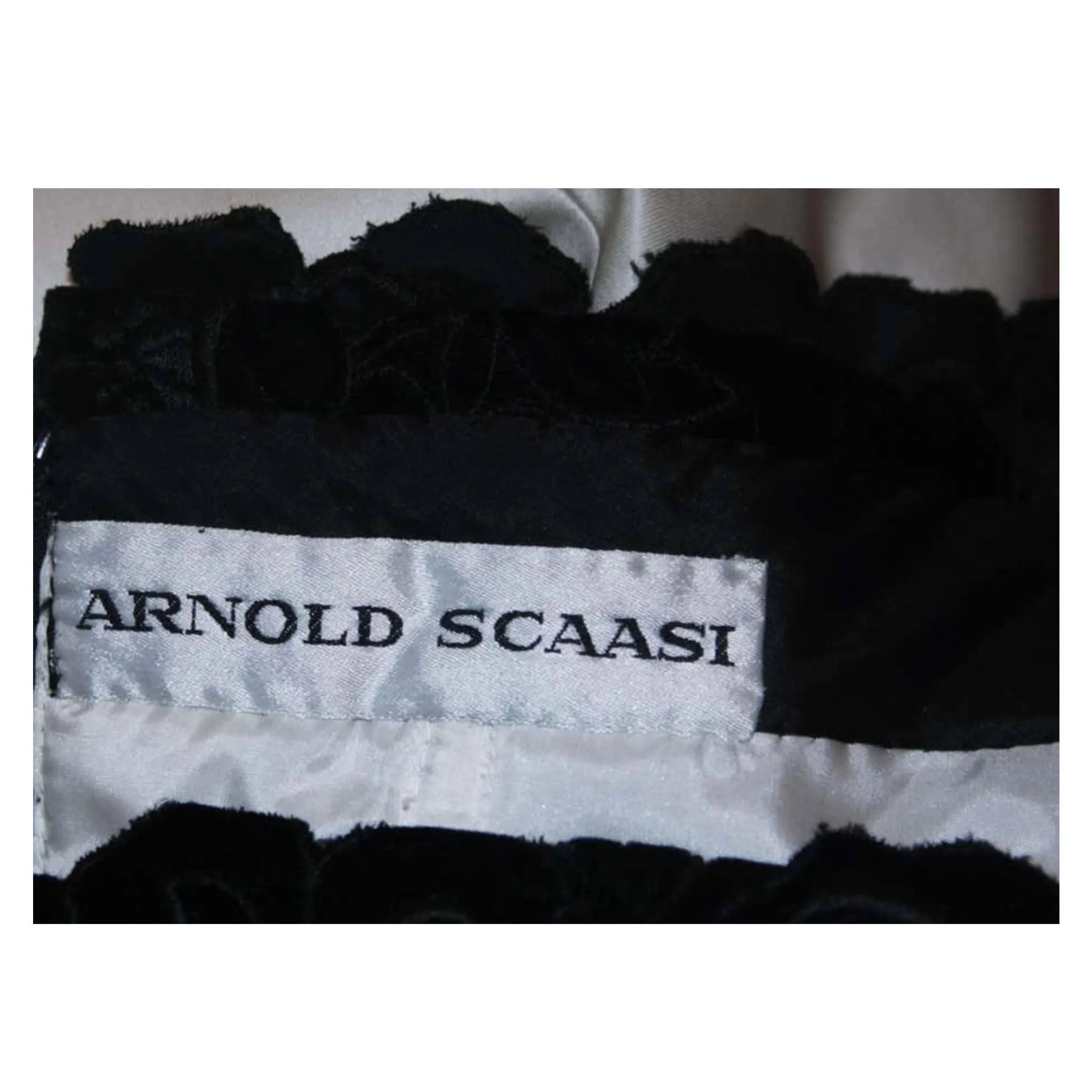 ARNOLD SCAASI Black Velvet Floral Design Gown Size 12-14
