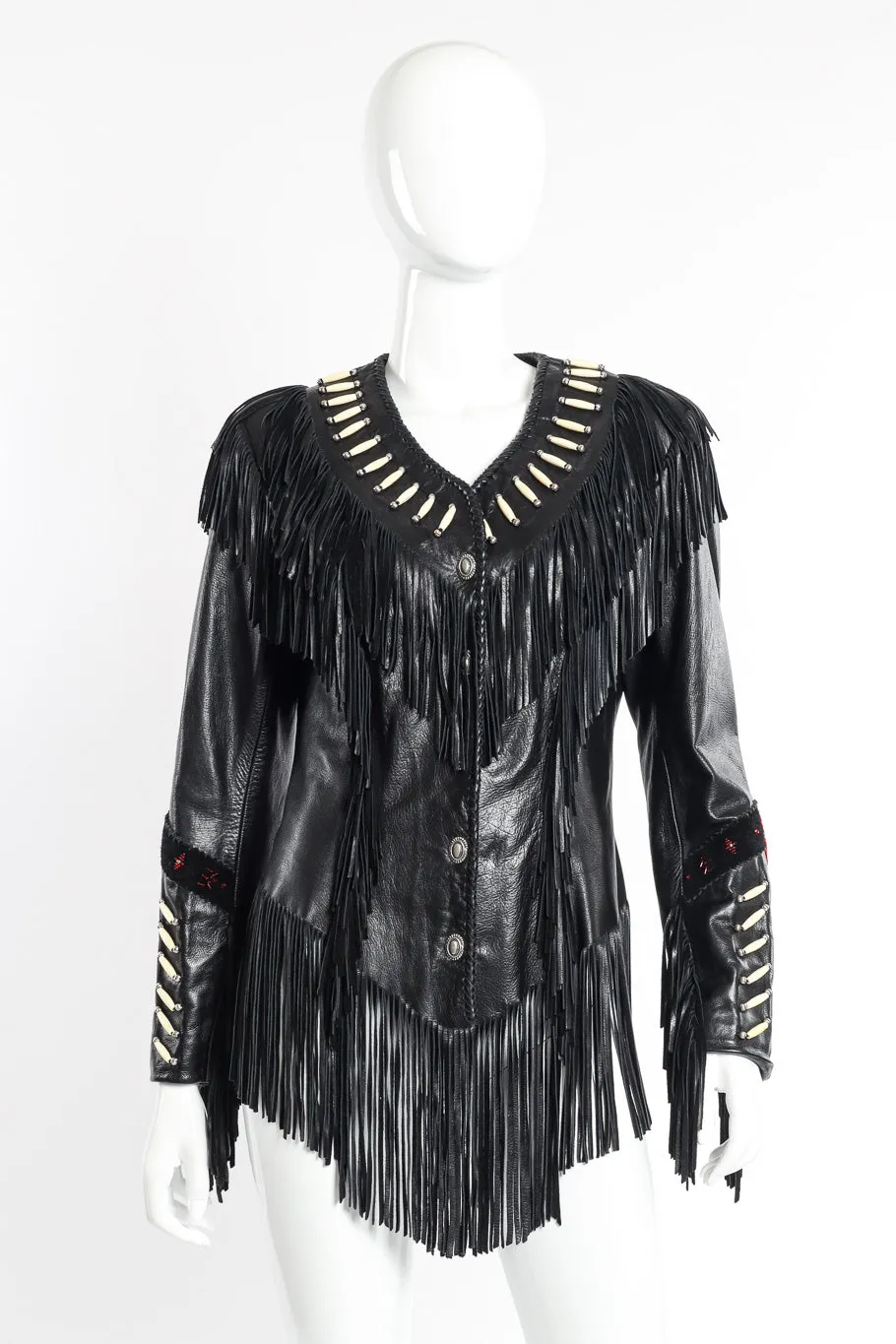 Beaded Leather Fringe Jacket