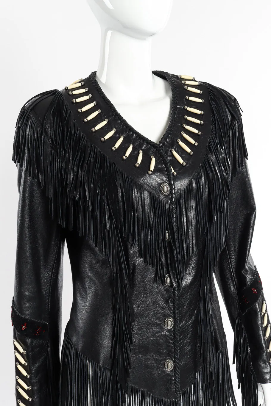 Beaded Leather Fringe Jacket