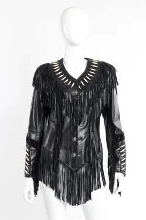 Beaded Leather Fringe Jacket