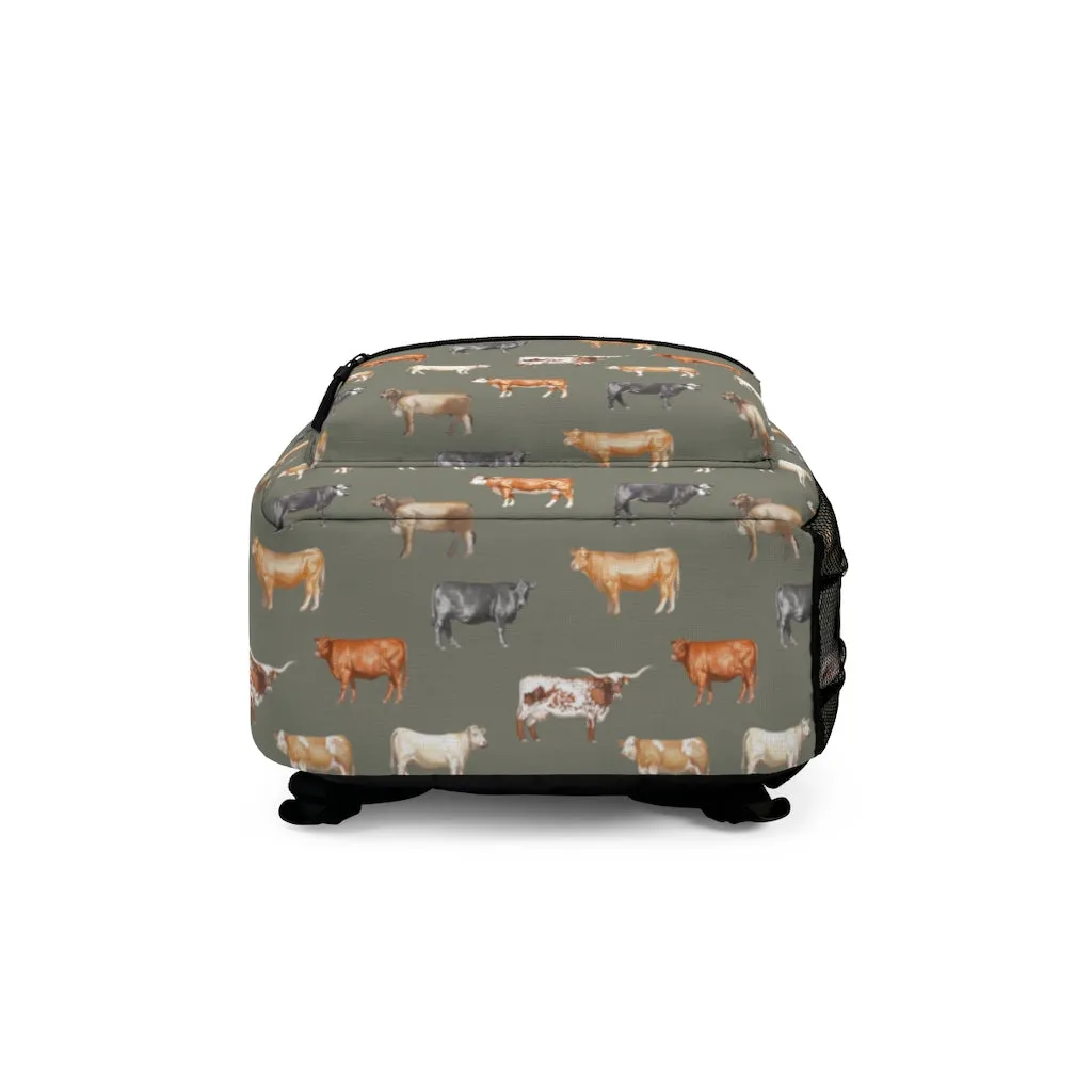 Beef Cows Backpack in Army Green