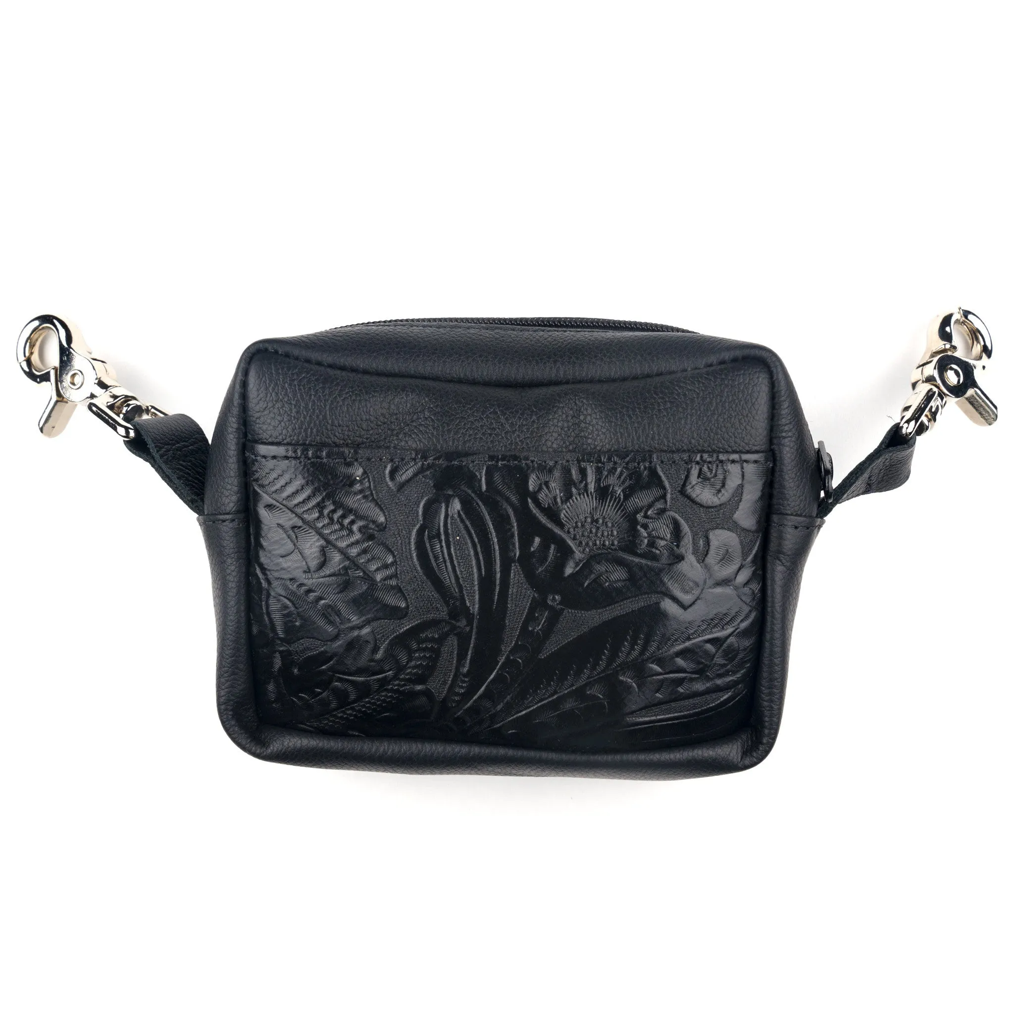 BF903  Square Clip Pouch- Black Floral