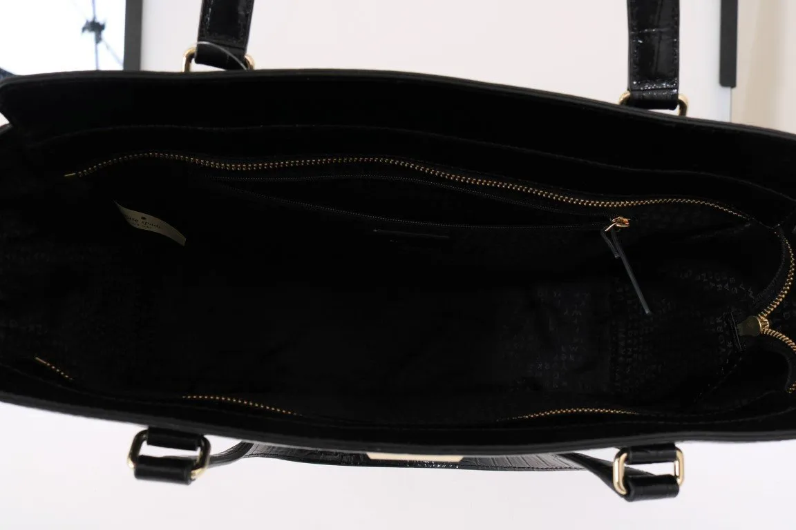 Black Bristol Drive Croc ELISSA Shoulder Bag
