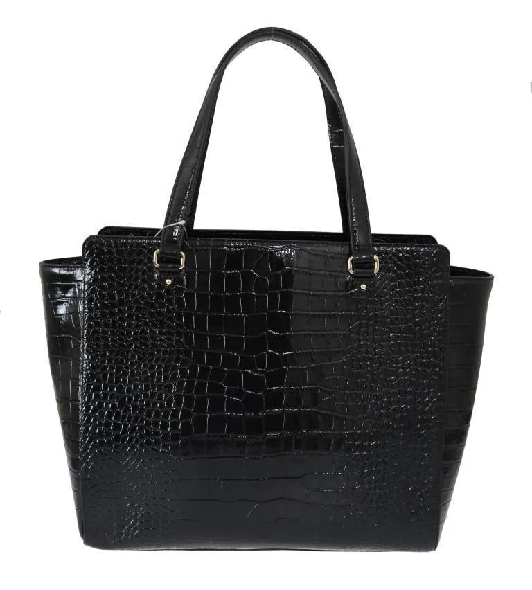 Black Bristol Drive Croc ELISSA Shoulder Bag