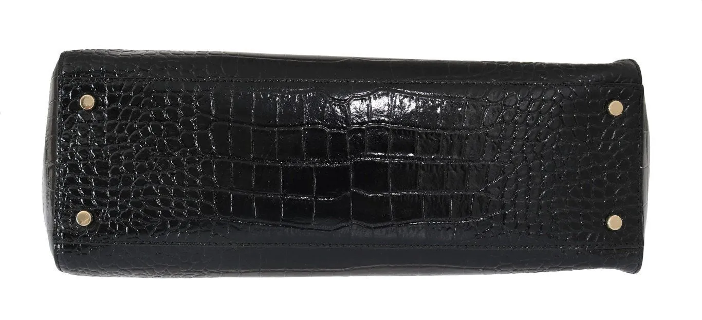 Black Bristol Drive Croc ELISSA Shoulder Bag