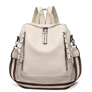 Brand Luxury Backpacks Soft Leather Waterproof Bagpack Preppy Style Young Student Bags Multifunction Mochilas Feminina Sac A Dos