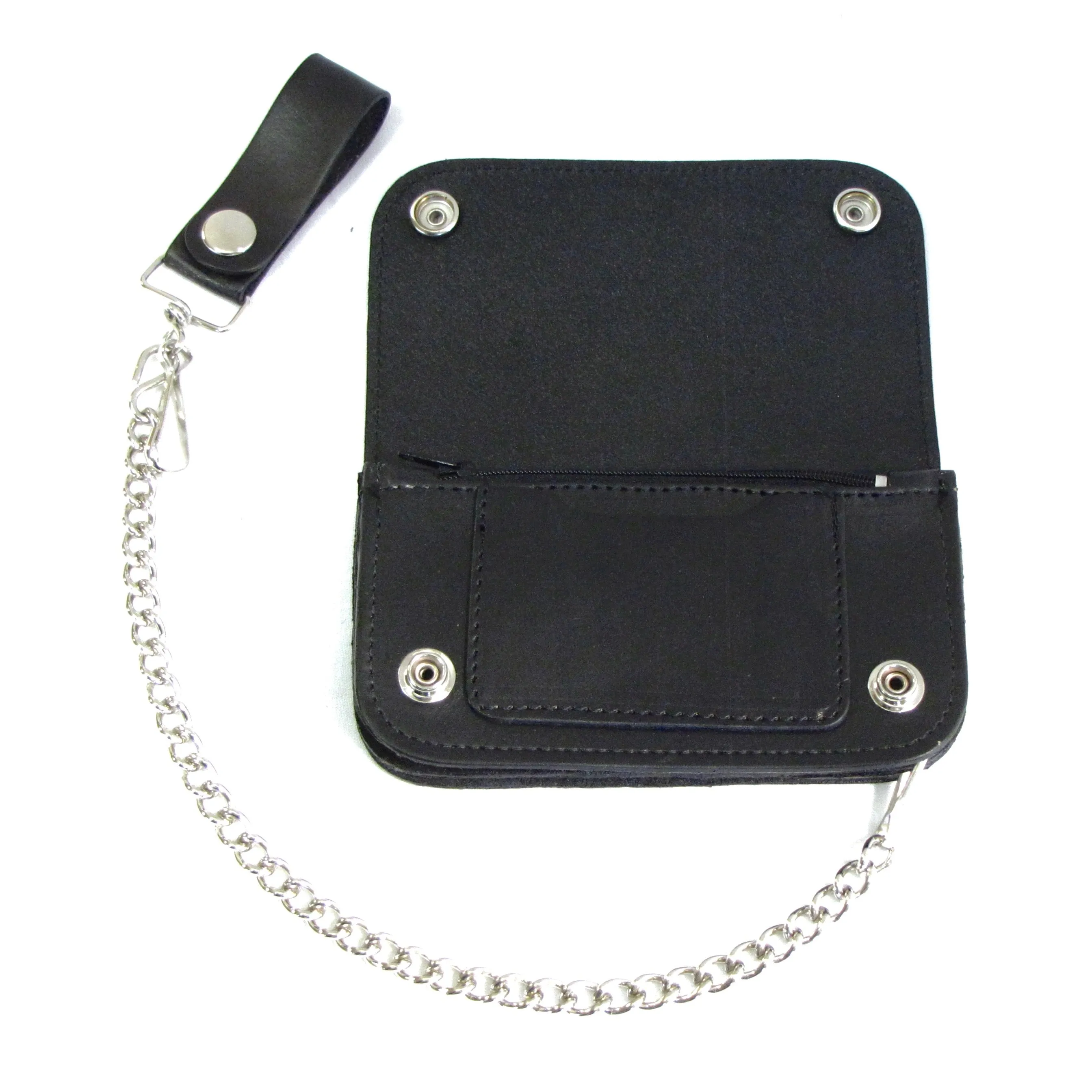 BT412-23  6" Blk Veg Tan Biker Wallet