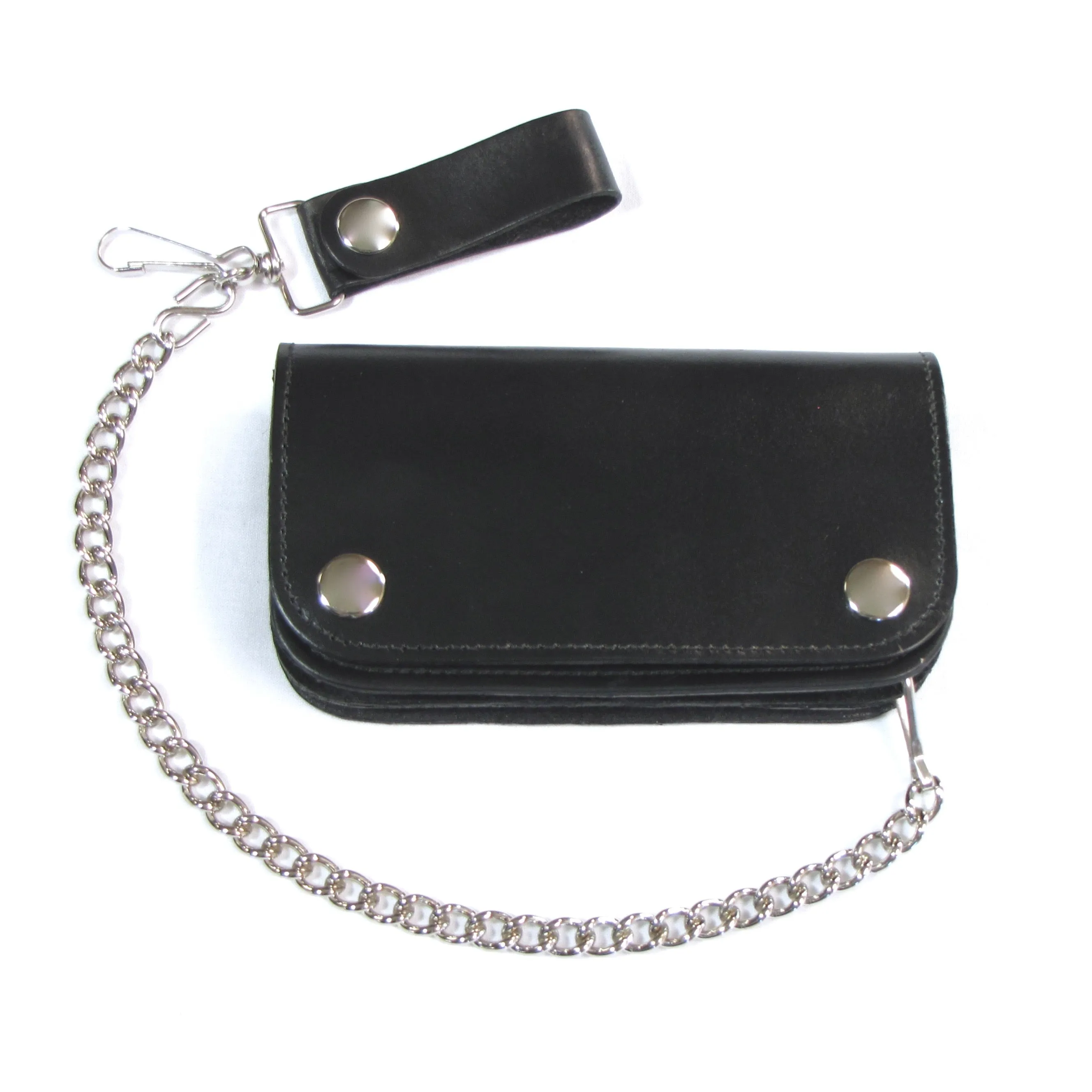 BT412-23  6" Blk Veg Tan Biker Wallet