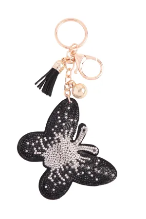 BUTTERFLY RHINESTONE TASSEL KEYCHAIN