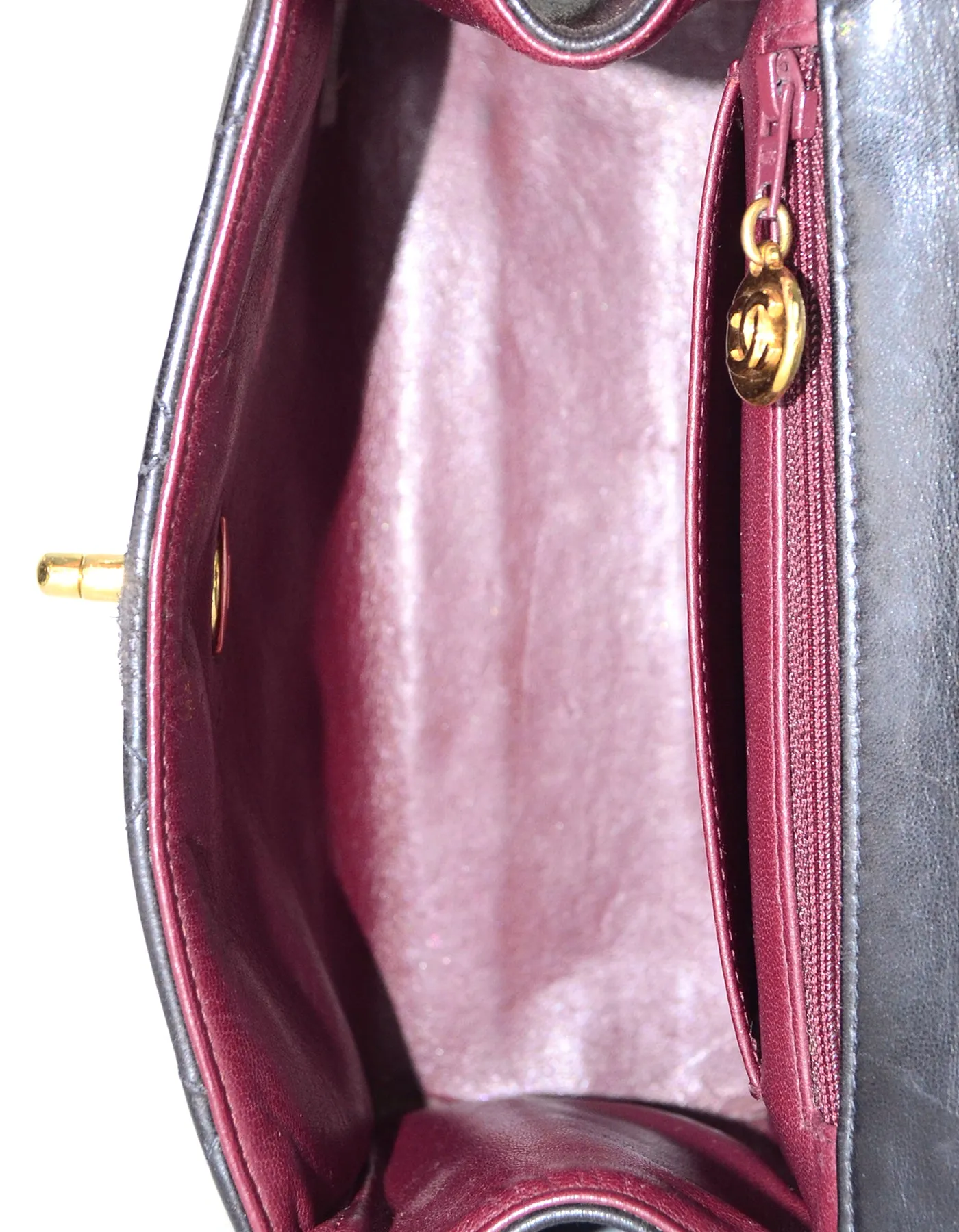 Chanel 1990s Vintage Black Quilted Mini Flap Top Handle Bag