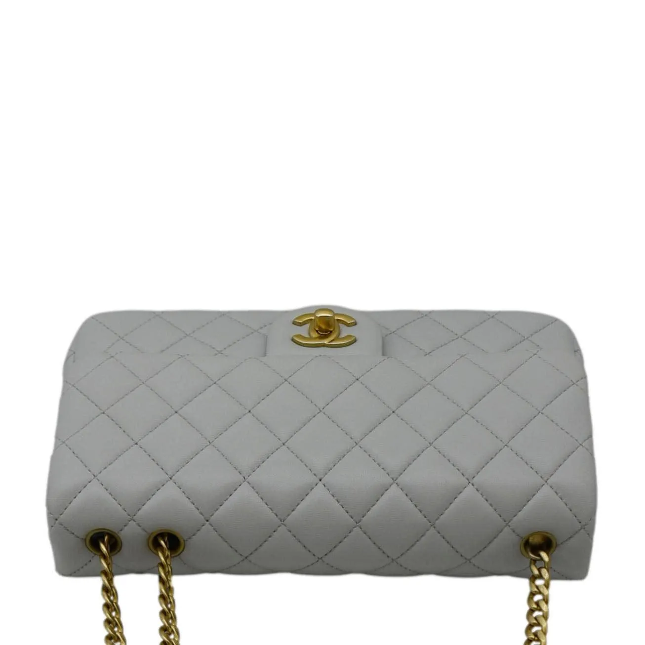 CHANEL Sweet Camellia Flap Adjustable Chain WOC Quilted Leather Crossbody Bag Light Blue
