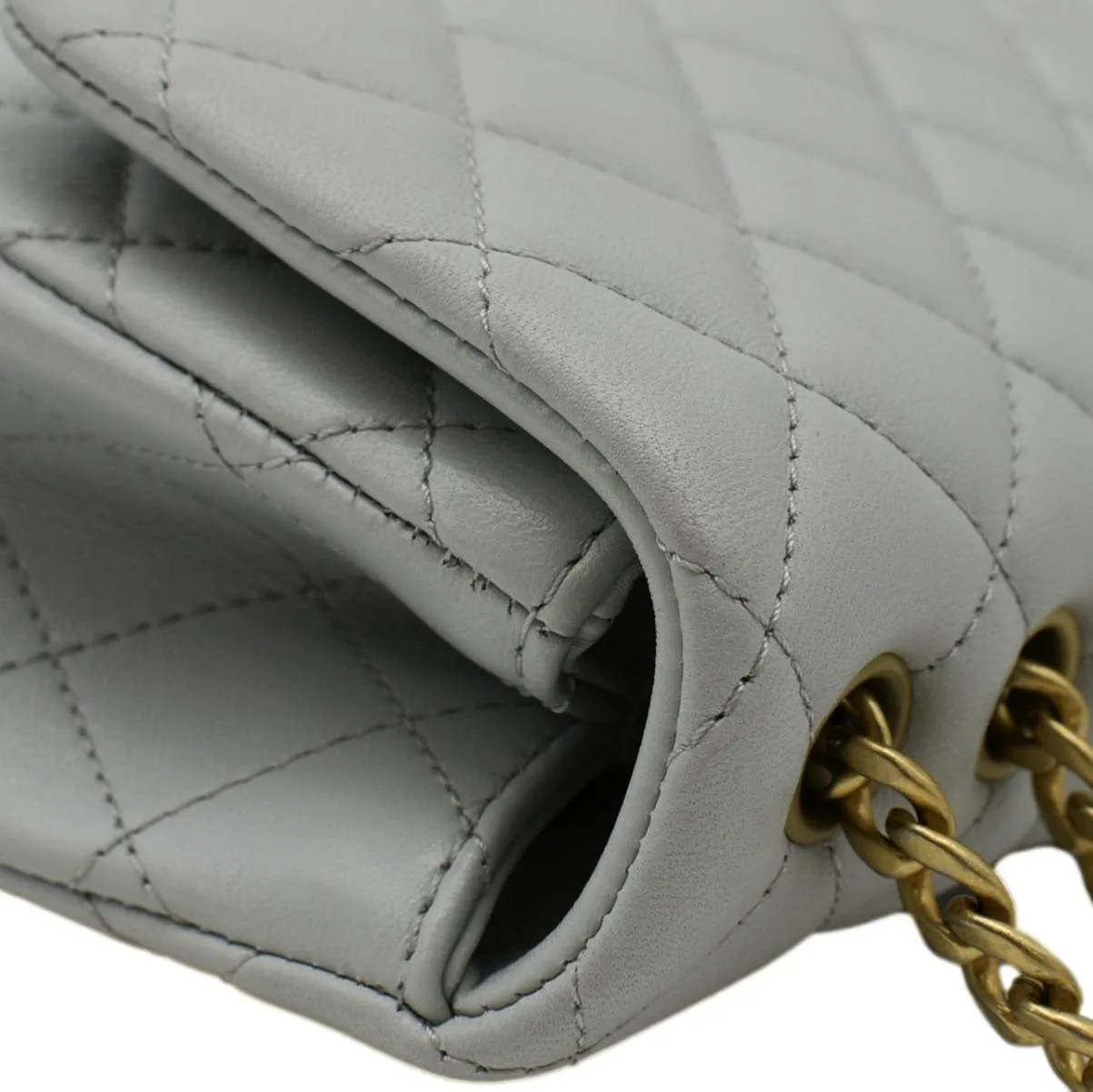 CHANEL Sweet Camellia Flap Adjustable Chain WOC Quilted Leather Crossbody Bag Light Blue