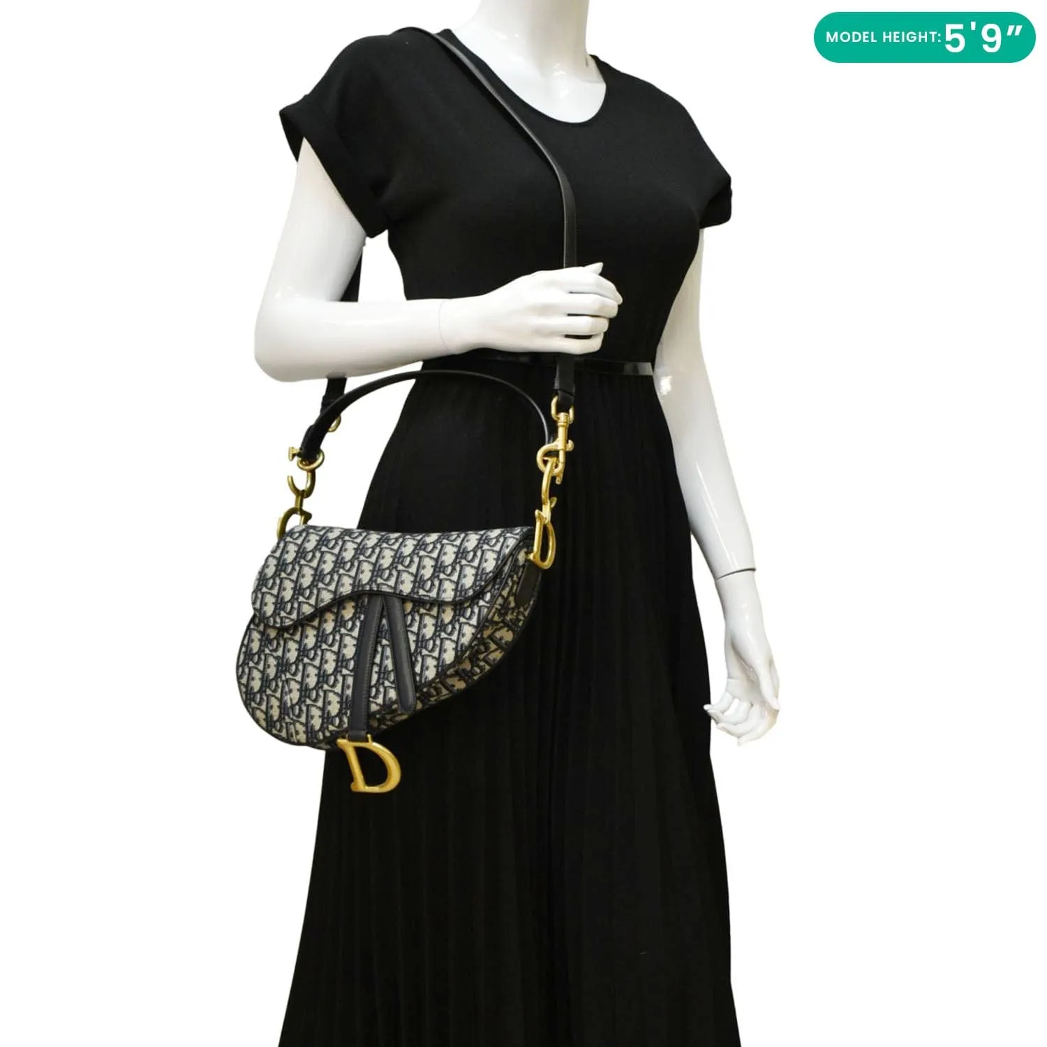 CHRISTIAN DIOR Saddle Oblique Jacquard Crossbody Bag Navy Blue
