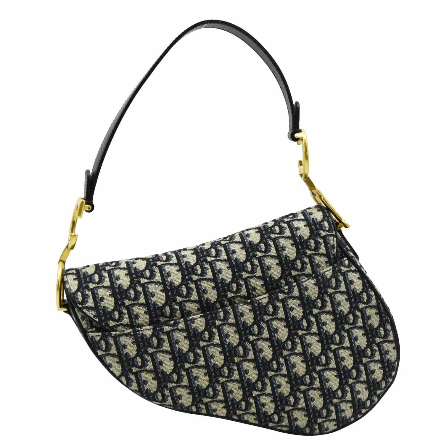 CHRISTIAN DIOR Saddle Oblique Jacquard Crossbody Bag Navy Blue