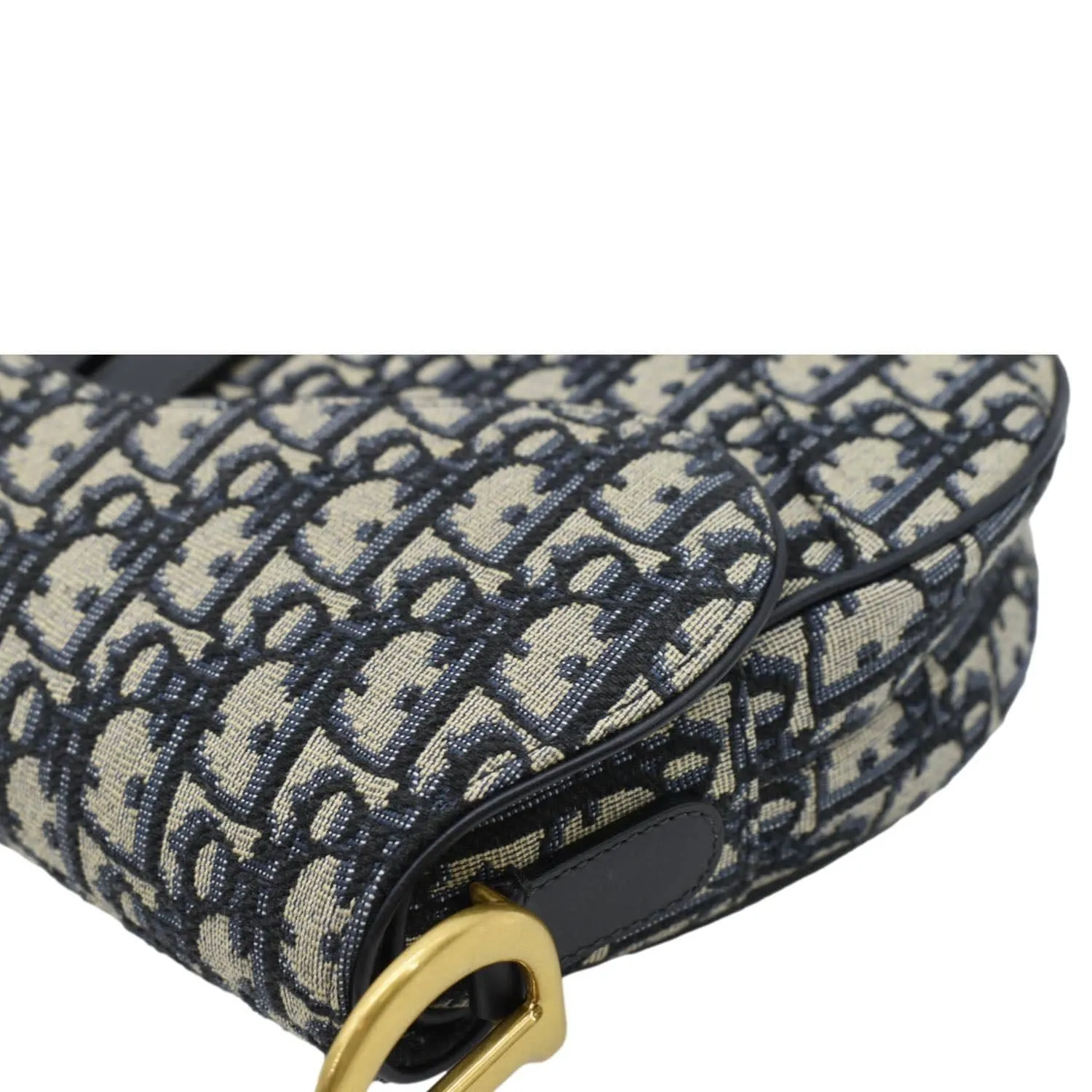 CHRISTIAN DIOR Saddle Oblique Jacquard Crossbody Bag Navy Blue