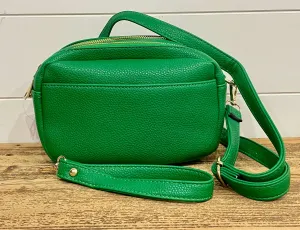 Ciao, Babe! Leather Rectangle Crossbody Bag in Kelly Green