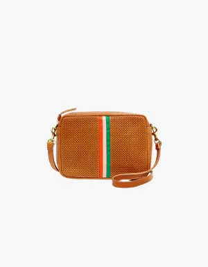 Clare V. Midi Sac Crossbody in Cuoio Perf with Inlay Stripes