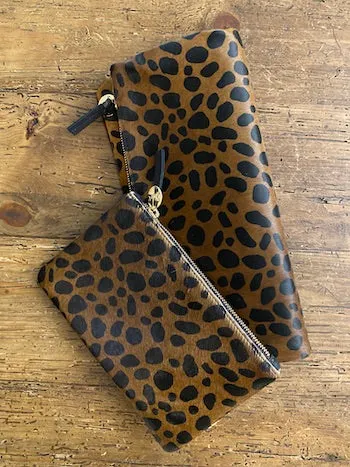 Clare V Wallet Leopard Hair-On Wallet Clutch