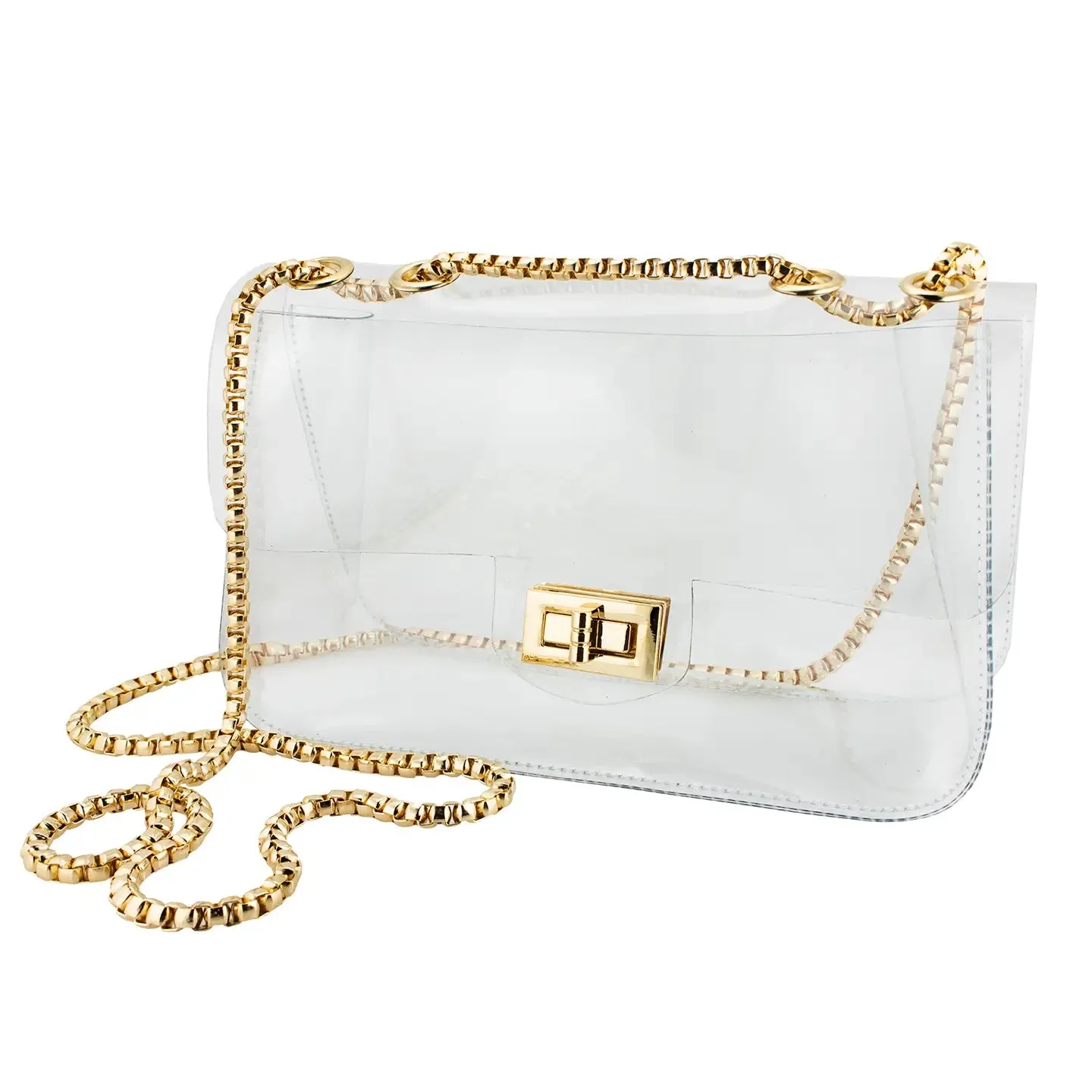 Clear Chain Bag {Gold}