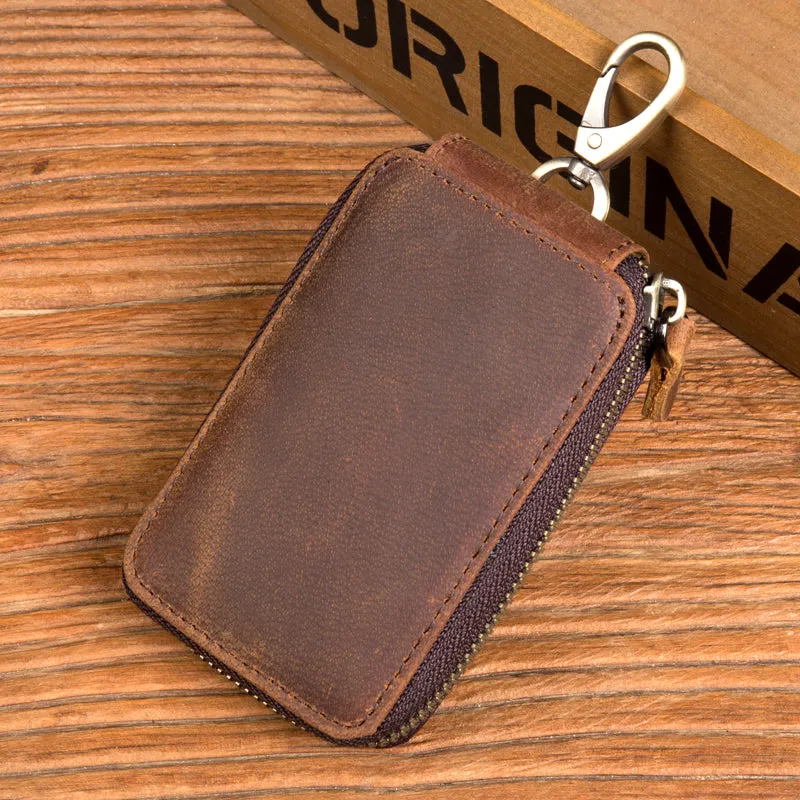 Crazy Horse Leather Key Wallet Leather Keys Holder Card Holder Wallet MSG2158