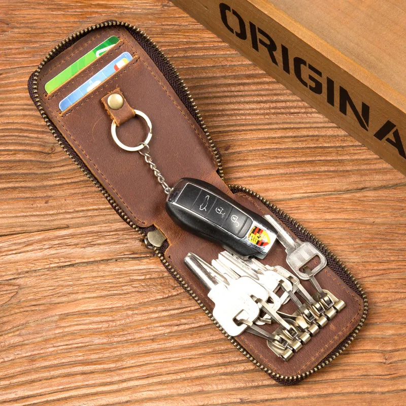 Crazy Horse Leather Key Wallet Leather Keys Holder Card Holder Wallet MSG2158