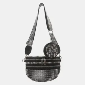 Dazzling Studded Adjustable Strap Crossbody Bag for Night Out Glam