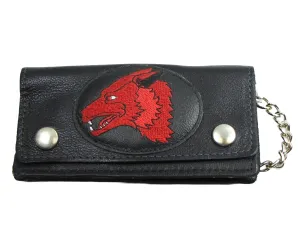 EB812-JJ/R  6" Embroidered Patch Wallet - Red Wolf