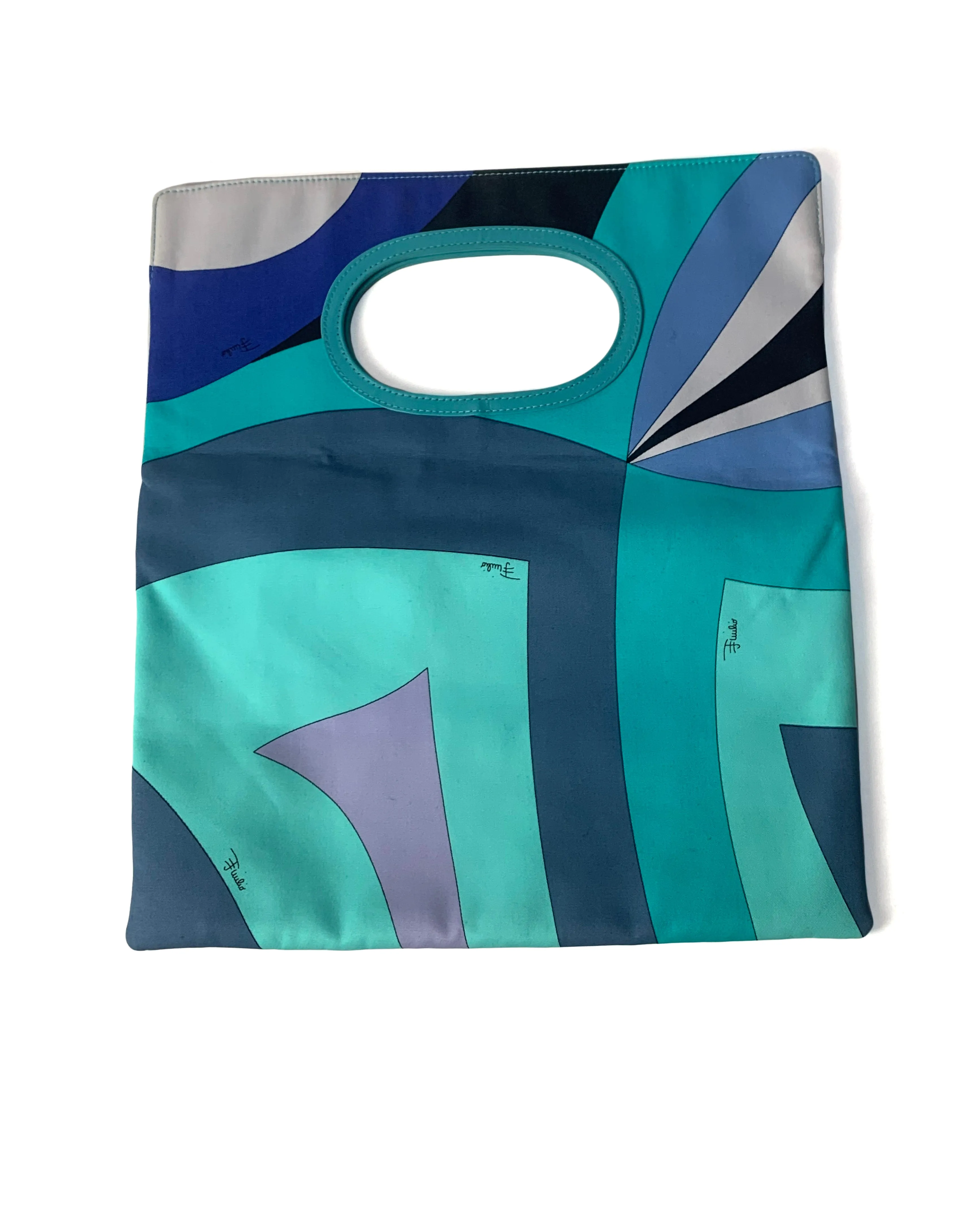 Emilio Pucci Blue & White Fold Over Clutch/ Handbag