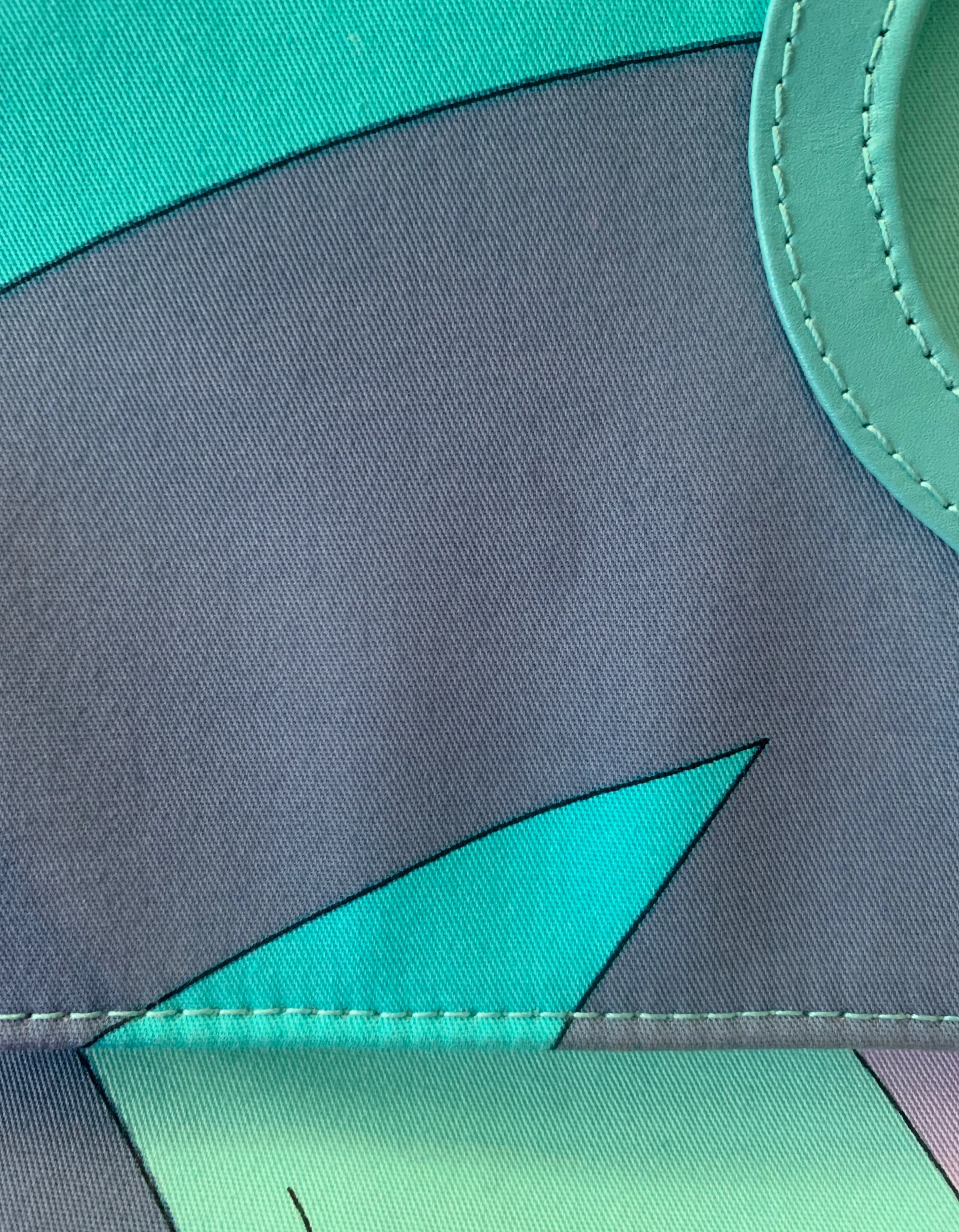 Emilio Pucci Blue & White Fold Over Clutch/ Handbag